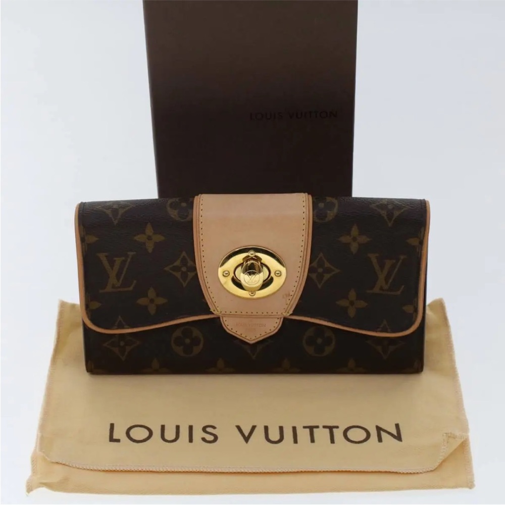 Authentic LOUIS VUITTON Monogram Portefeuille Boetie Long Wallet M63220 LV!